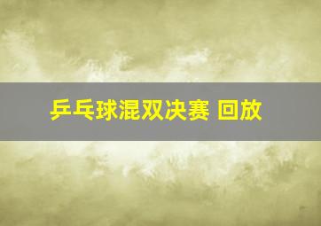 乒乓球混双决赛 回放